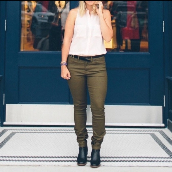 Madewell Pants - Madewell Skinny Skinny Olive Coated  Pants Jeans